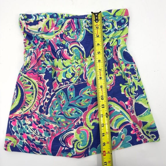 Lilly Pulitzer Val Strapless Top Size S Toucan Play Blue Swirl Babydoll Y2K - Picture 10 of 11